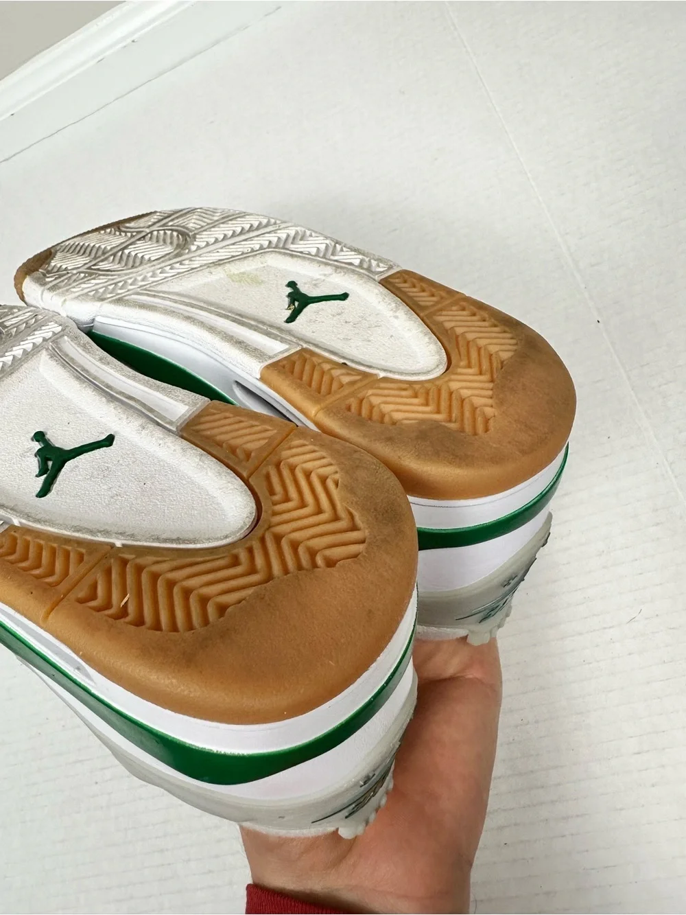 Nike Air Jordan 4 RM FQ7938-103 White/NeutralGrey/Wolf Grey/Pine Green Kids 4.5Y - Picture 14 of 15